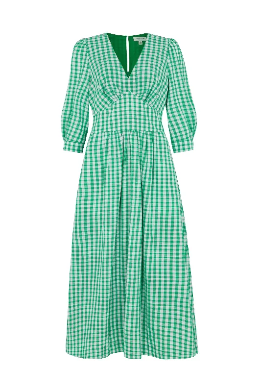 Amelia Emerald Green Gingham Dress