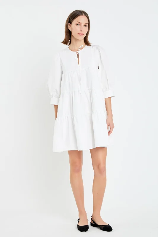 Blouson Sleeve Poplin Mini Dress