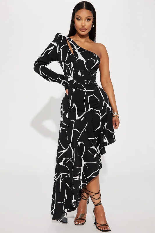 Briella One Shoulder Maxi Dress - Black