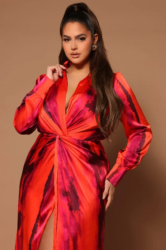 Gabriella Long Sleeve Maxi Dress - Orange/combo