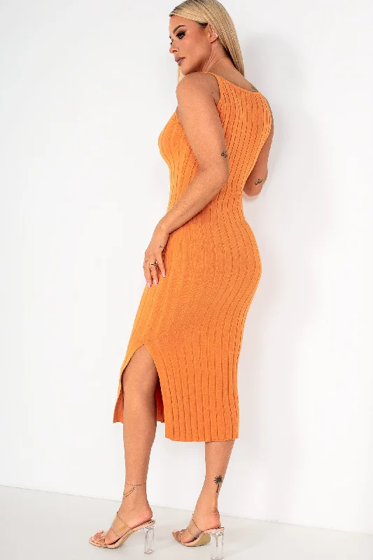 Idris Burnt Orange Knit Dress