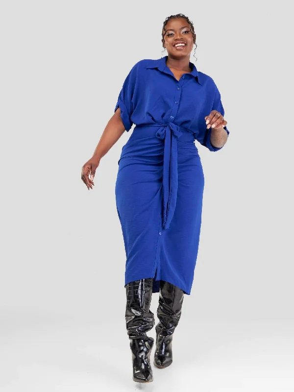 Lizola Amber Ruched Dress - Blue