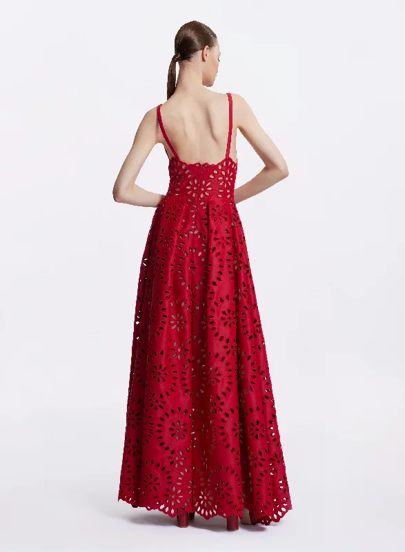 Cutwork Embroidered Satin Dress