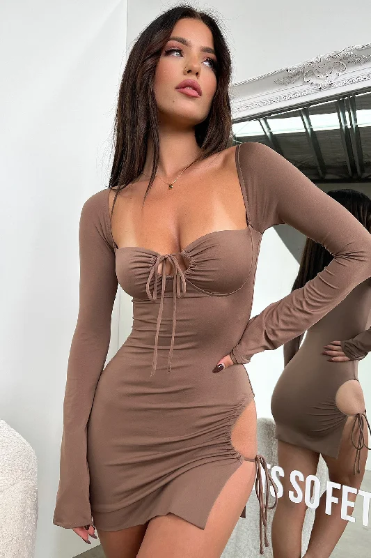 Noor Mini Dress - Brown