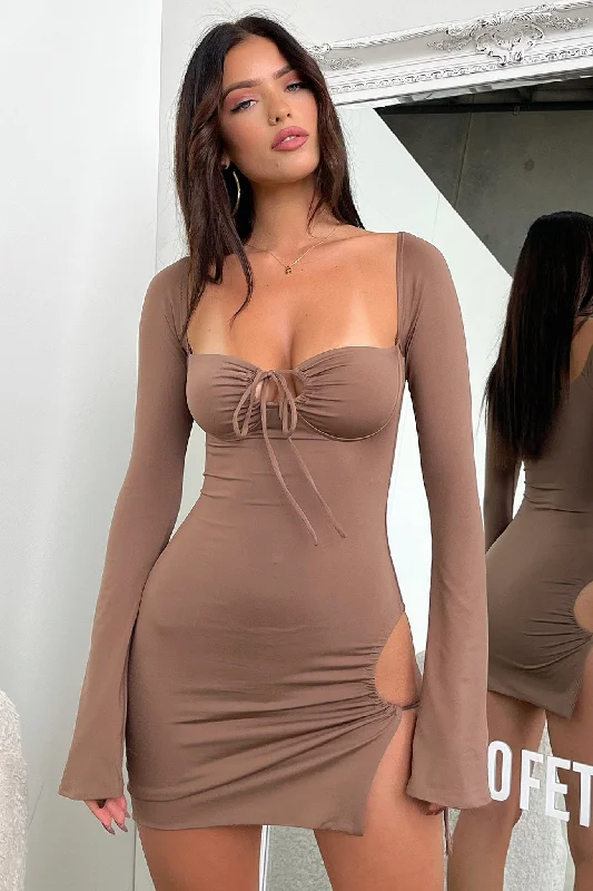 Noor Mini Dress - Brown