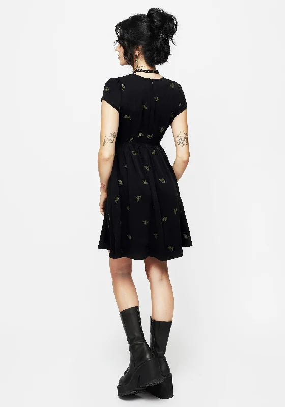 Osmunda Fern Embroidered Mini Skater Dress