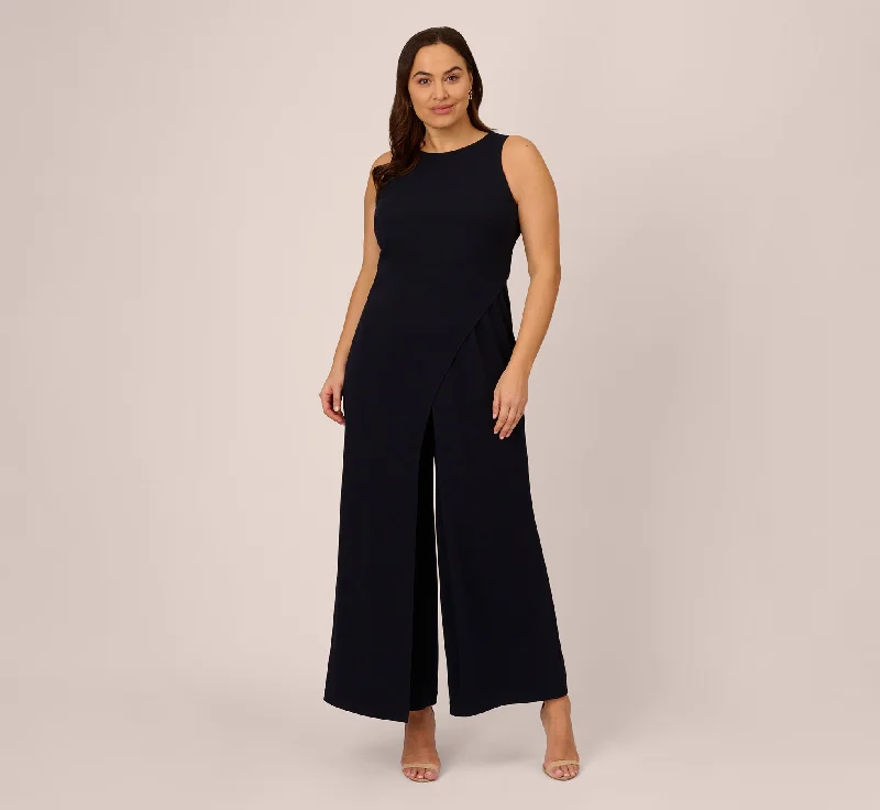 Plus Size Sleeveless Asymmetrical Jumpsuit In Midnight