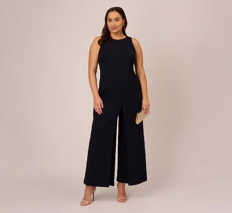 Plus Size Sleeveless Asymmetrical Jumpsuit In Midnight