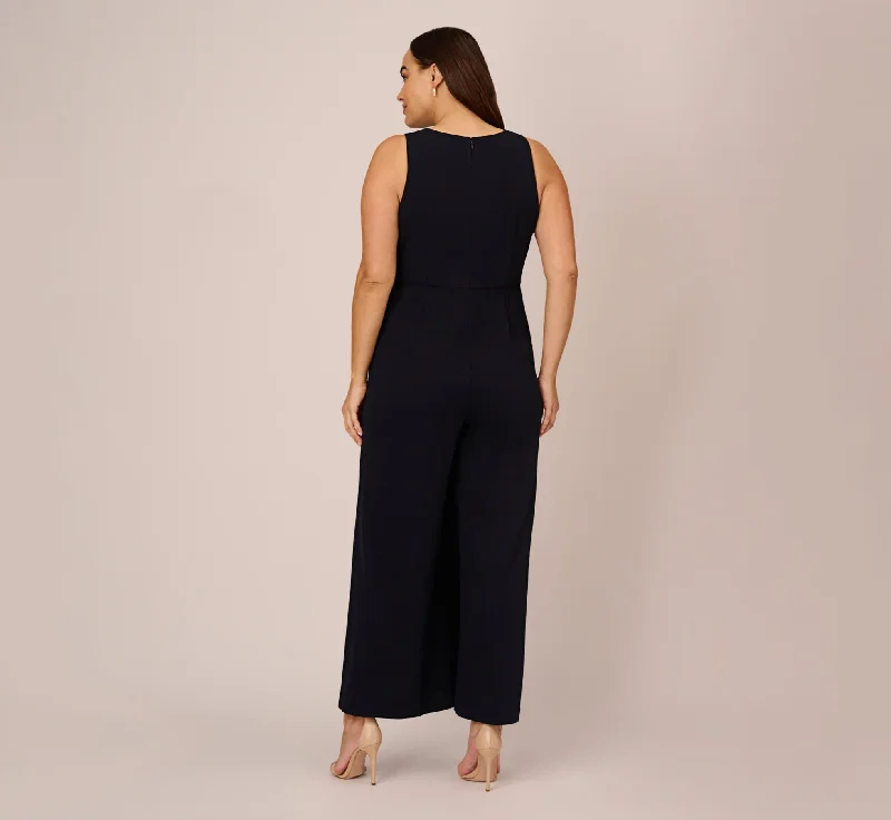 Plus Size Sleeveless Asymmetrical Jumpsuit In Midnight