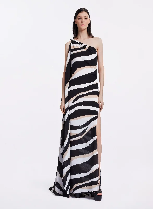 Zebra Print Silk Dress