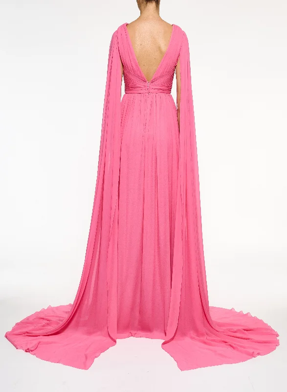 V-Neck Silk Long Dress