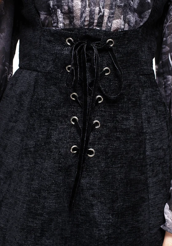 Valar Lace Up Midi Pinafore Dress