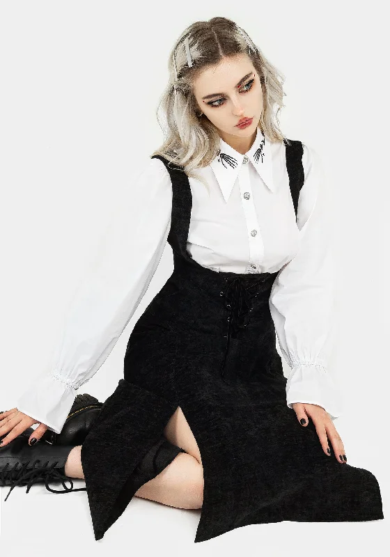 Valar Lace Up Midi Pinafore Dress